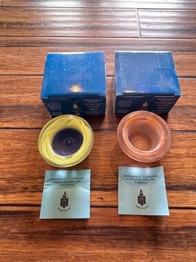 PartyLite Indulgences votive holders. Set of 2. Clarity/Yellow & Exhilaration.